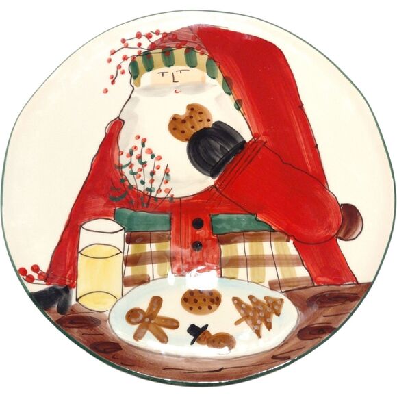 Vietri Italy Old St. Nick Santa Cookie Platter 14” Large Round Christmas Plate - Picture 1 of 12